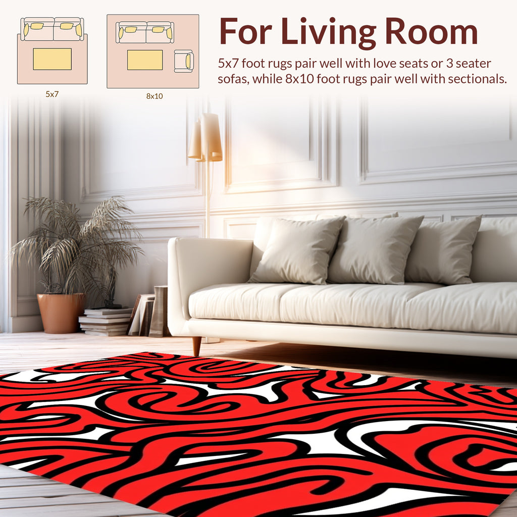 Bold Red Swirl Pattern Rug