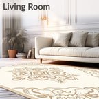 Elegant Beige Floral Mandala Rug