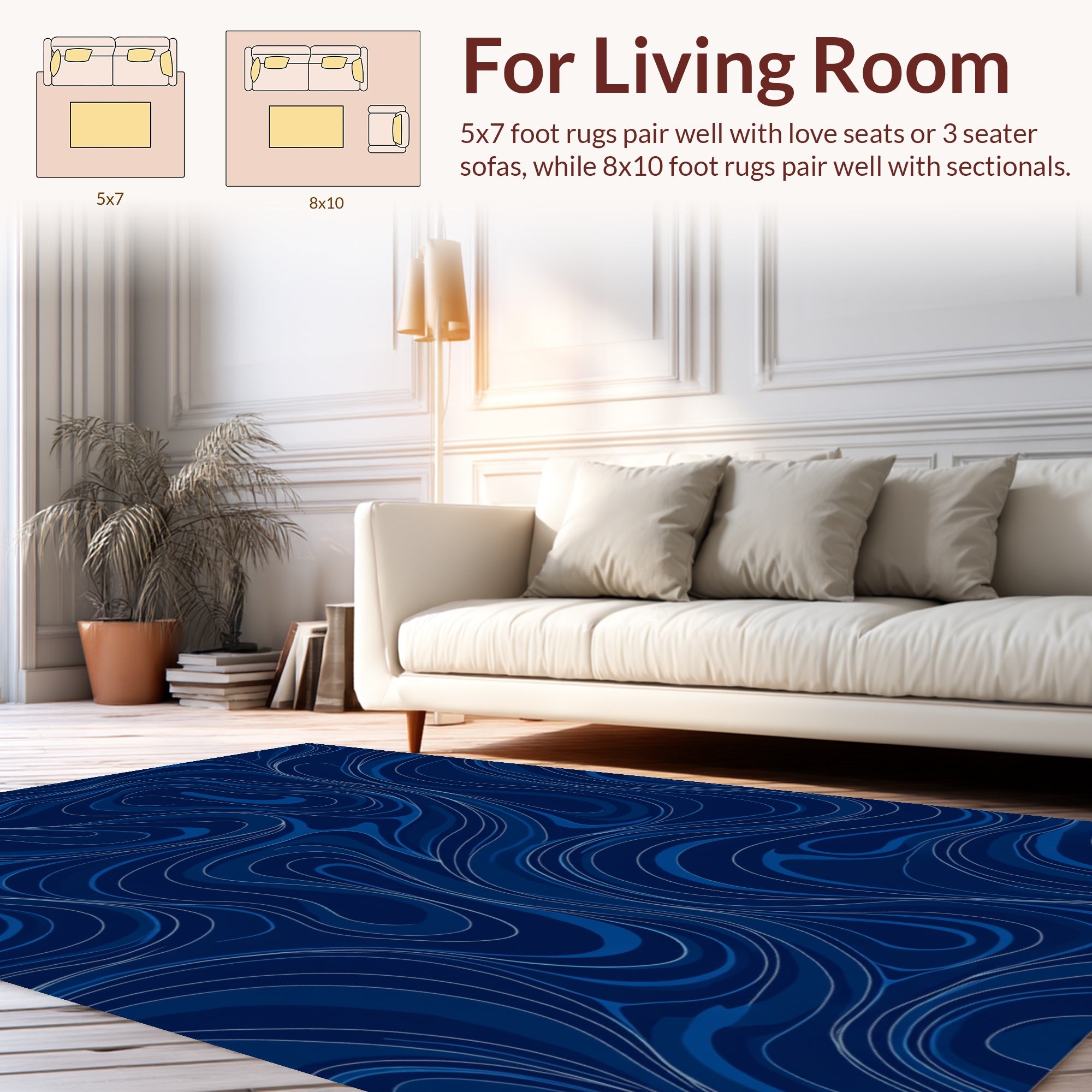 Wavy Blue Swirl Pattern Rug