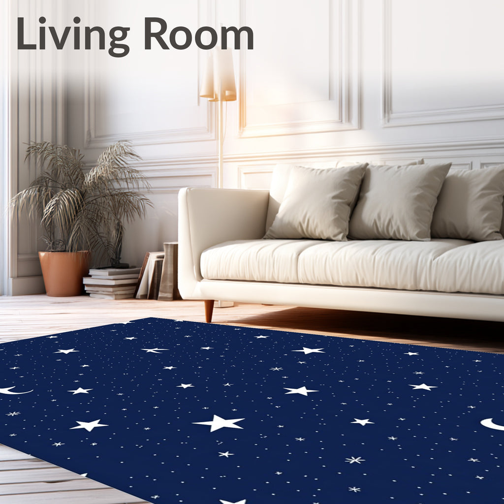 Celestial Stars Moon Patterned Rug