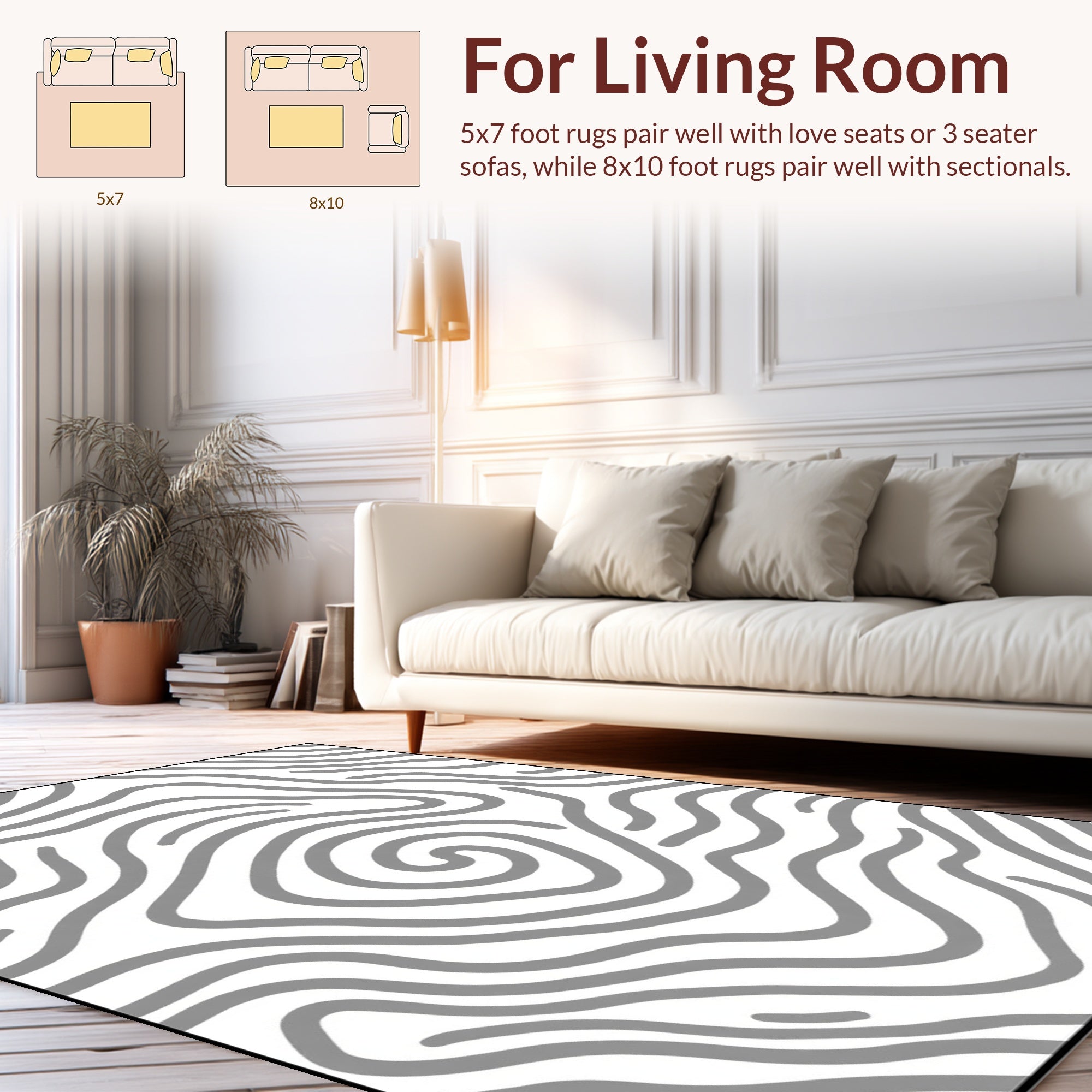 Abstract Swirling Gray Line Pattern Rug