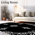 Ornate White Floral Symmetry Rug