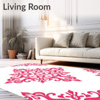 Bright Pink Contemporary Floral Medallion Rug