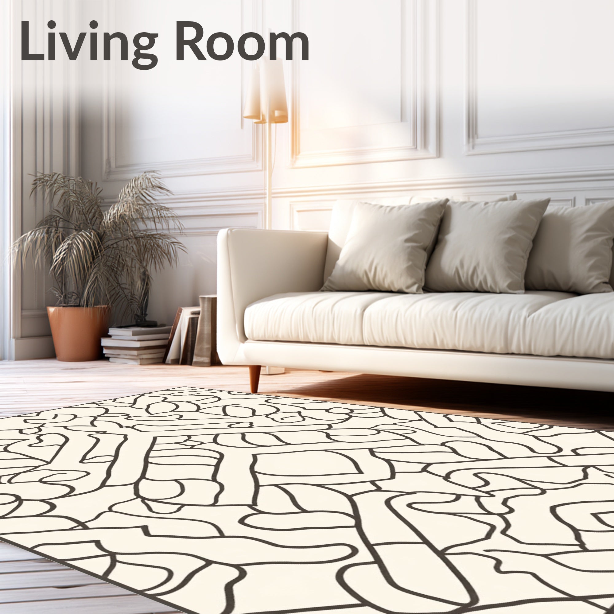 Abstract Organic Line Art Rug