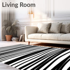 Bold Black White Striped Abstraction Rug