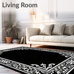 Elegant White Ornamental Border Design Rug