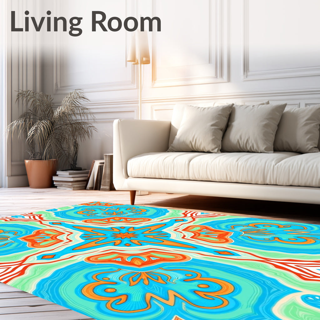 Symmetric Psychedelic Bloom Pattern Rug