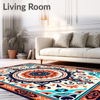 Vibrant Orange Mandala Pattern Rug