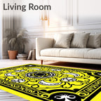 Bold Yellow And Black Celestial Pattern Rug