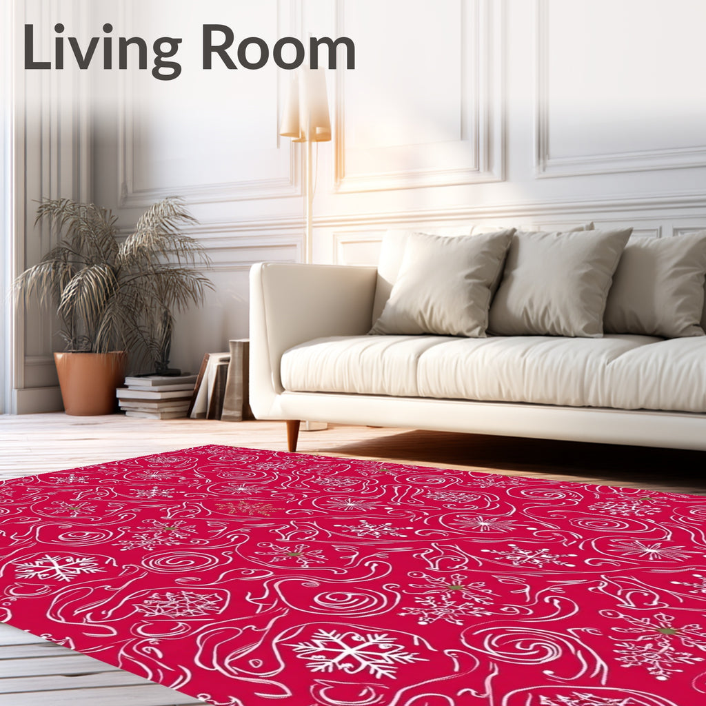 Festive Snowflake Swirls Pattern Rug