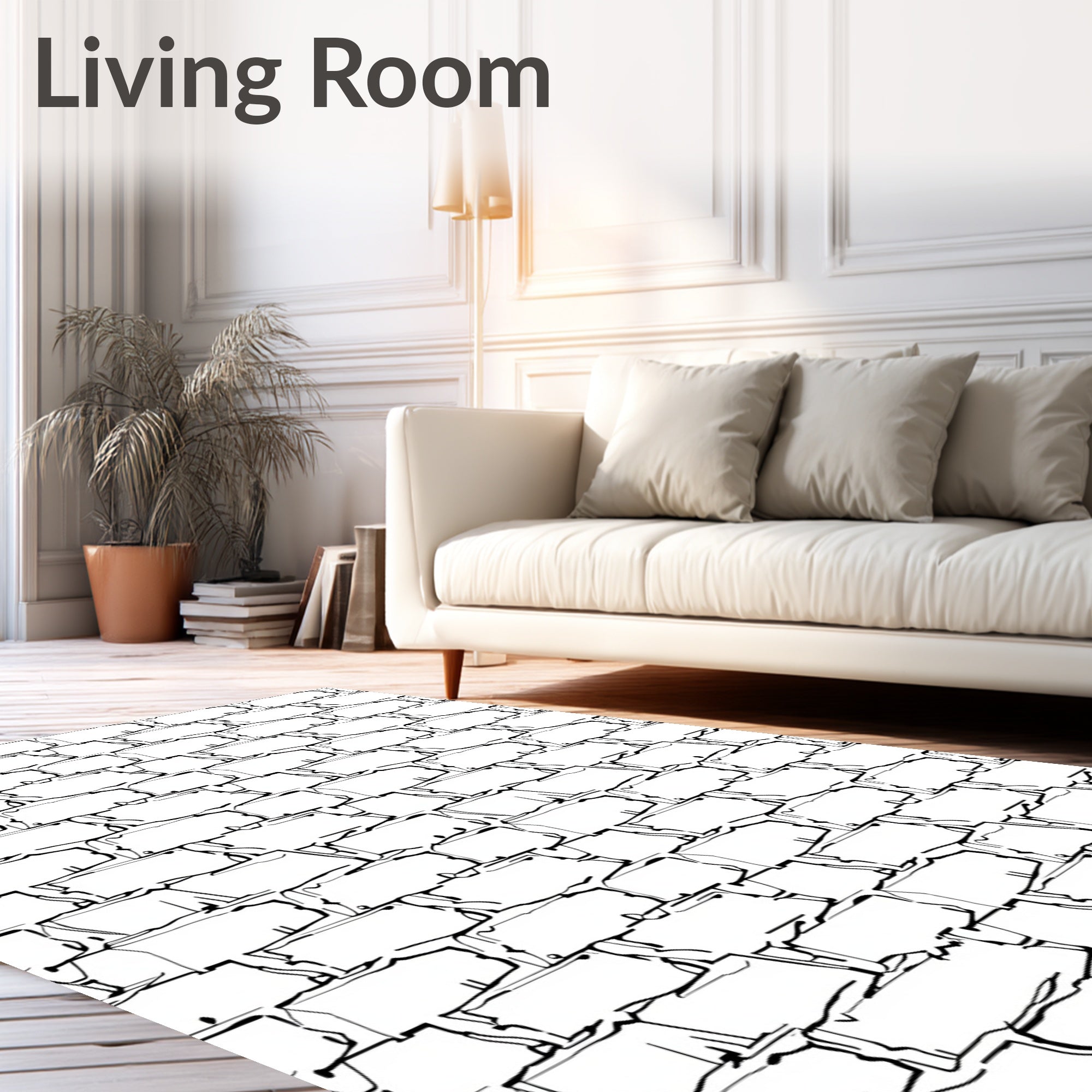 Hand Drawn Brick Texture Pattern Rug