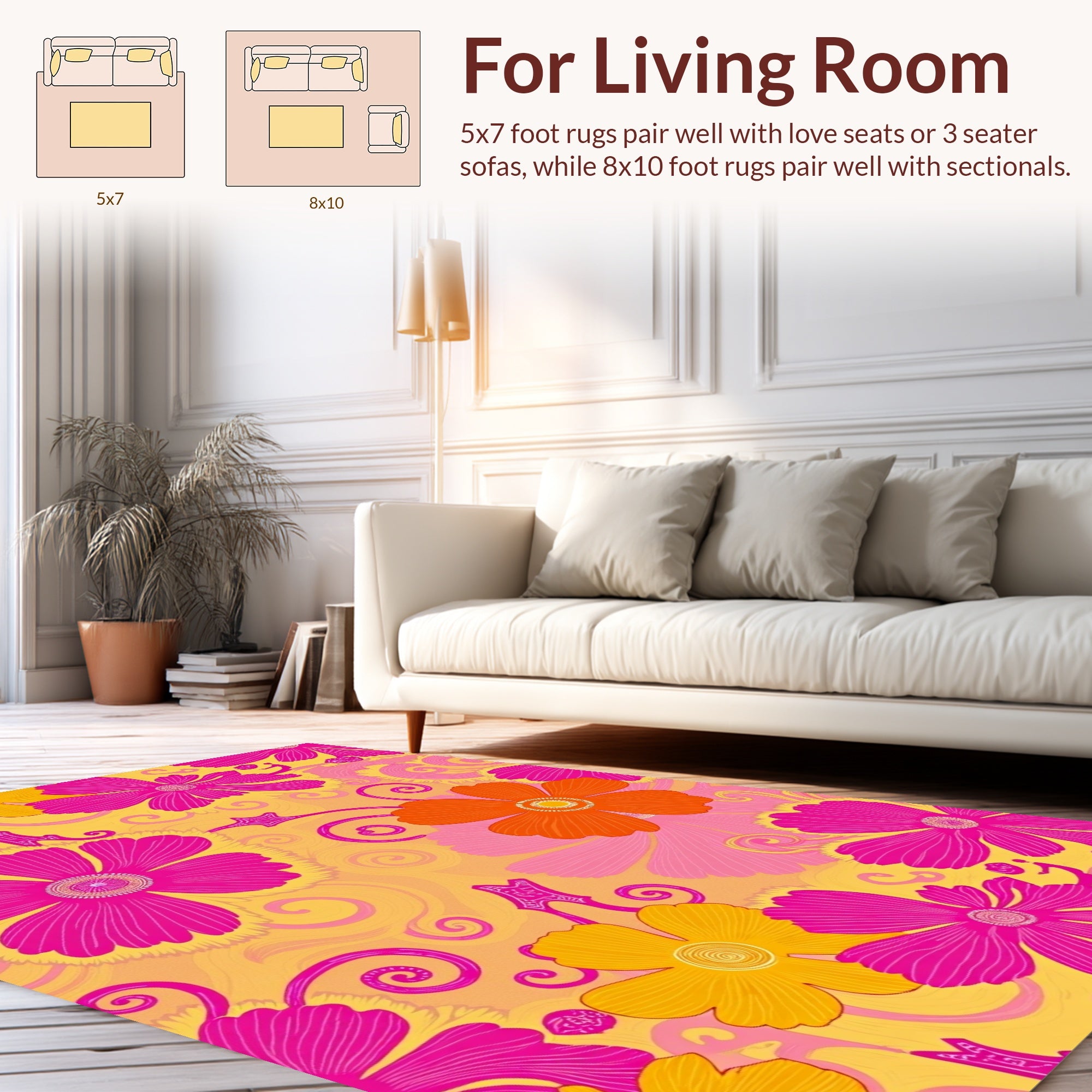 Vibrant Floral Swirl Pattern Rug