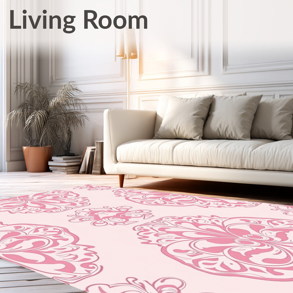 Pastel Pink Ornamental Fan Rug