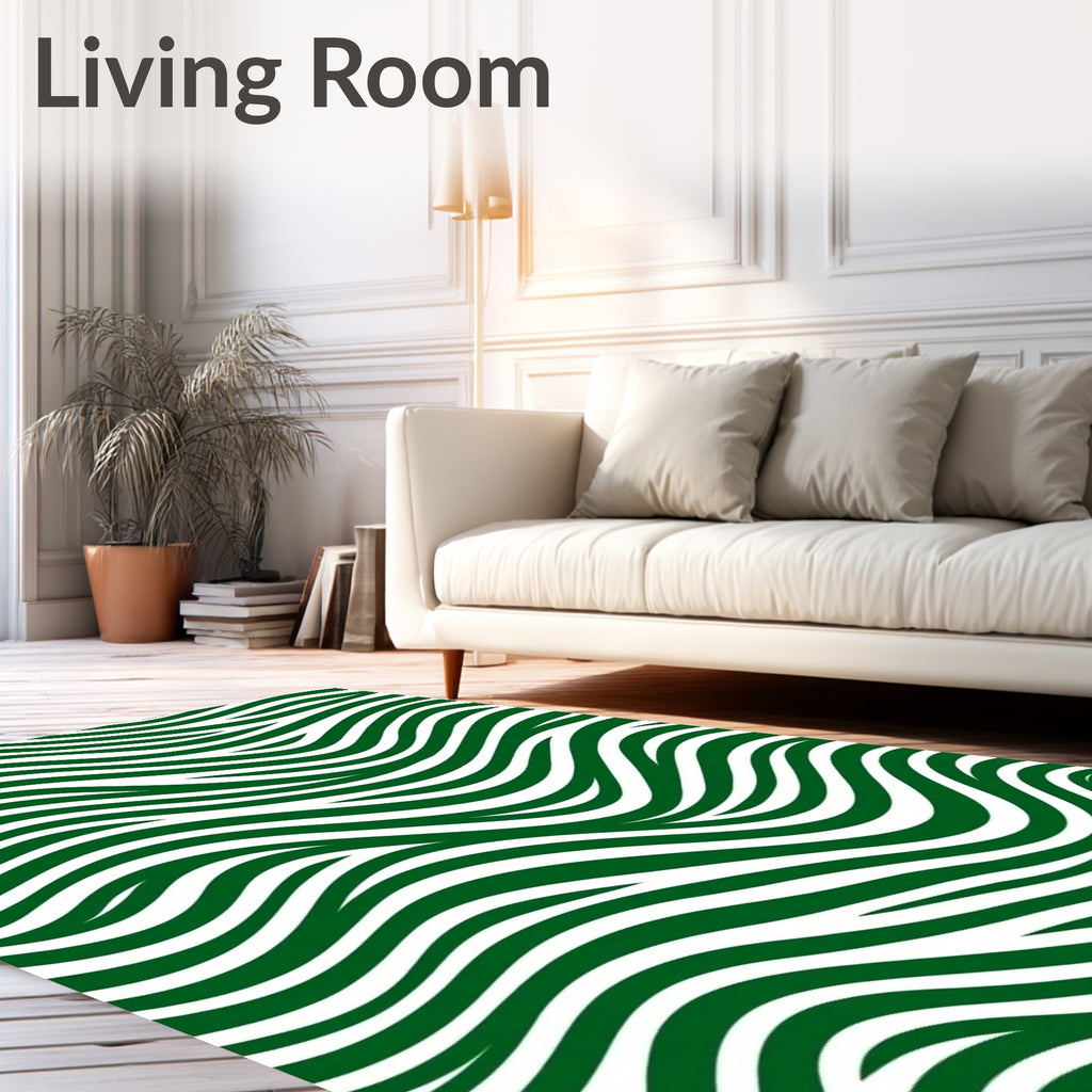 Emerald Green Abstract Swirl Pattern Rug