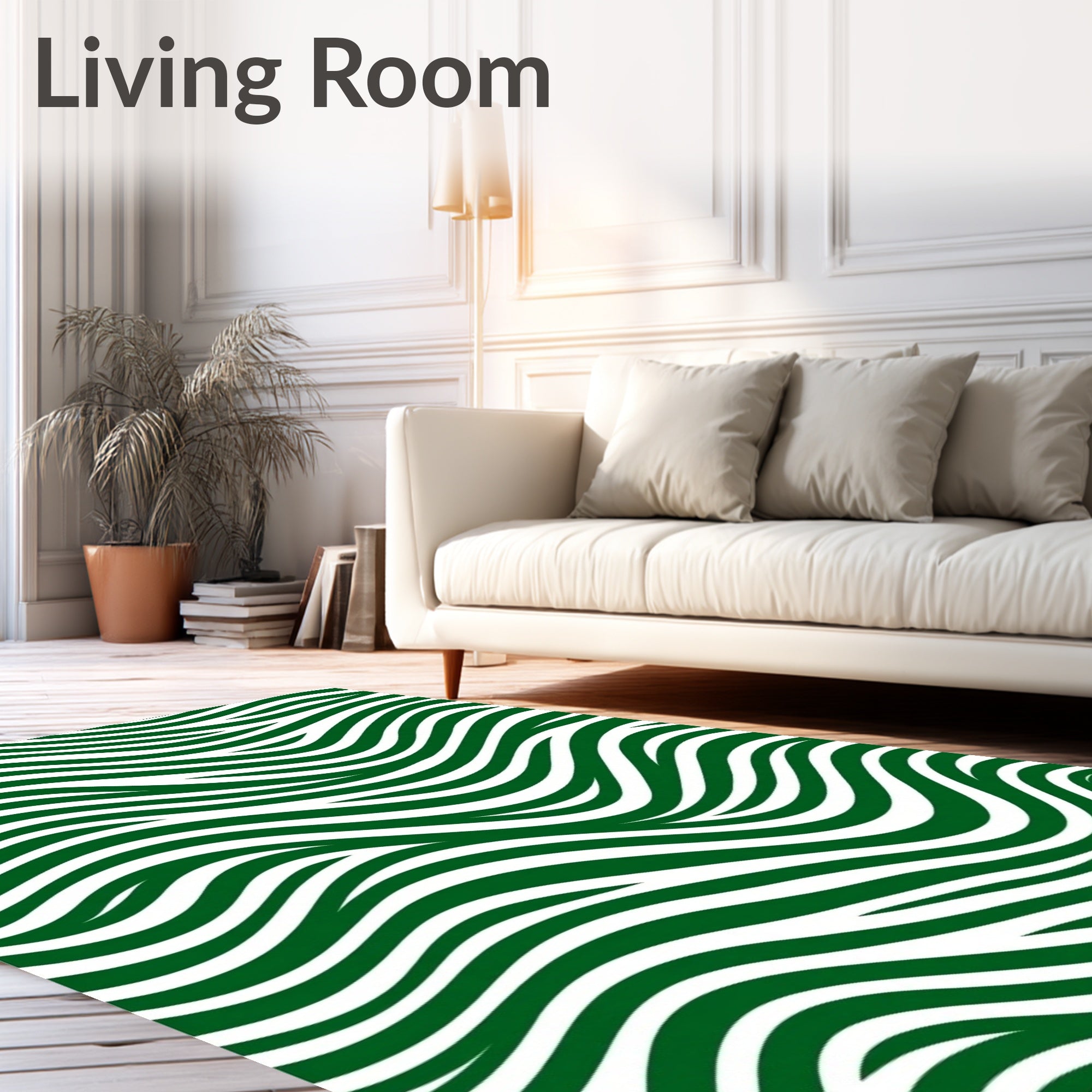 Emerald Green Abstract Swirl Pattern Rug