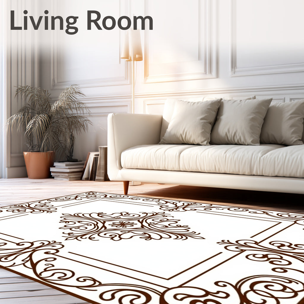Ornate Scrollwork Detail Square Rug