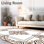 Ornate Scrollwork Detail Square Rug