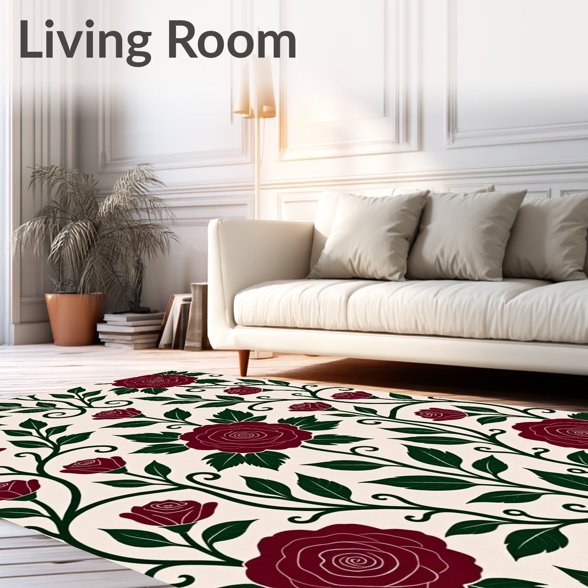 Elegant Rose and Vine Pattern Rug