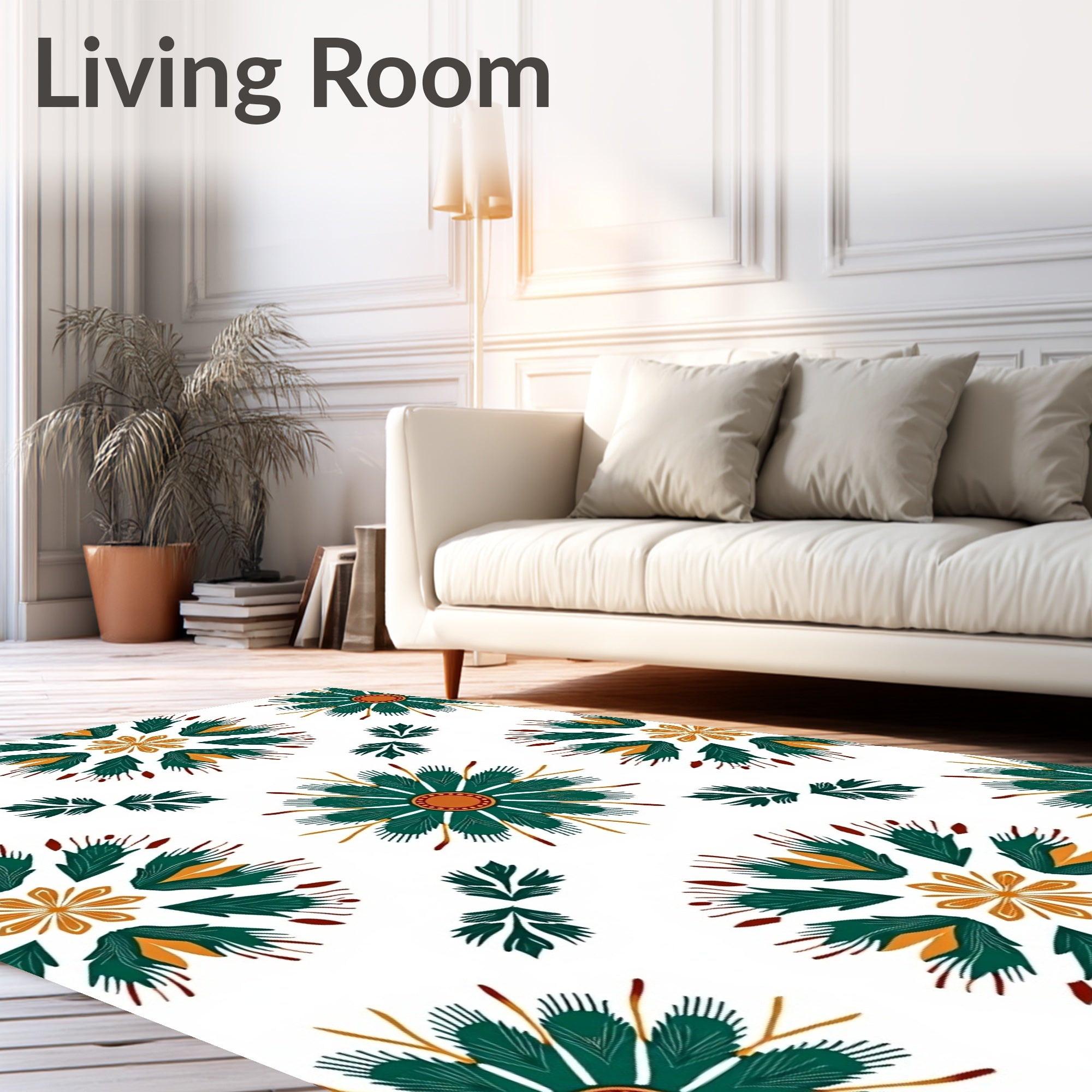 Abstract Floral Sunburst Pattern Rug