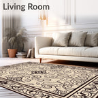 Ornate Scroll and Floral Pattern Rug