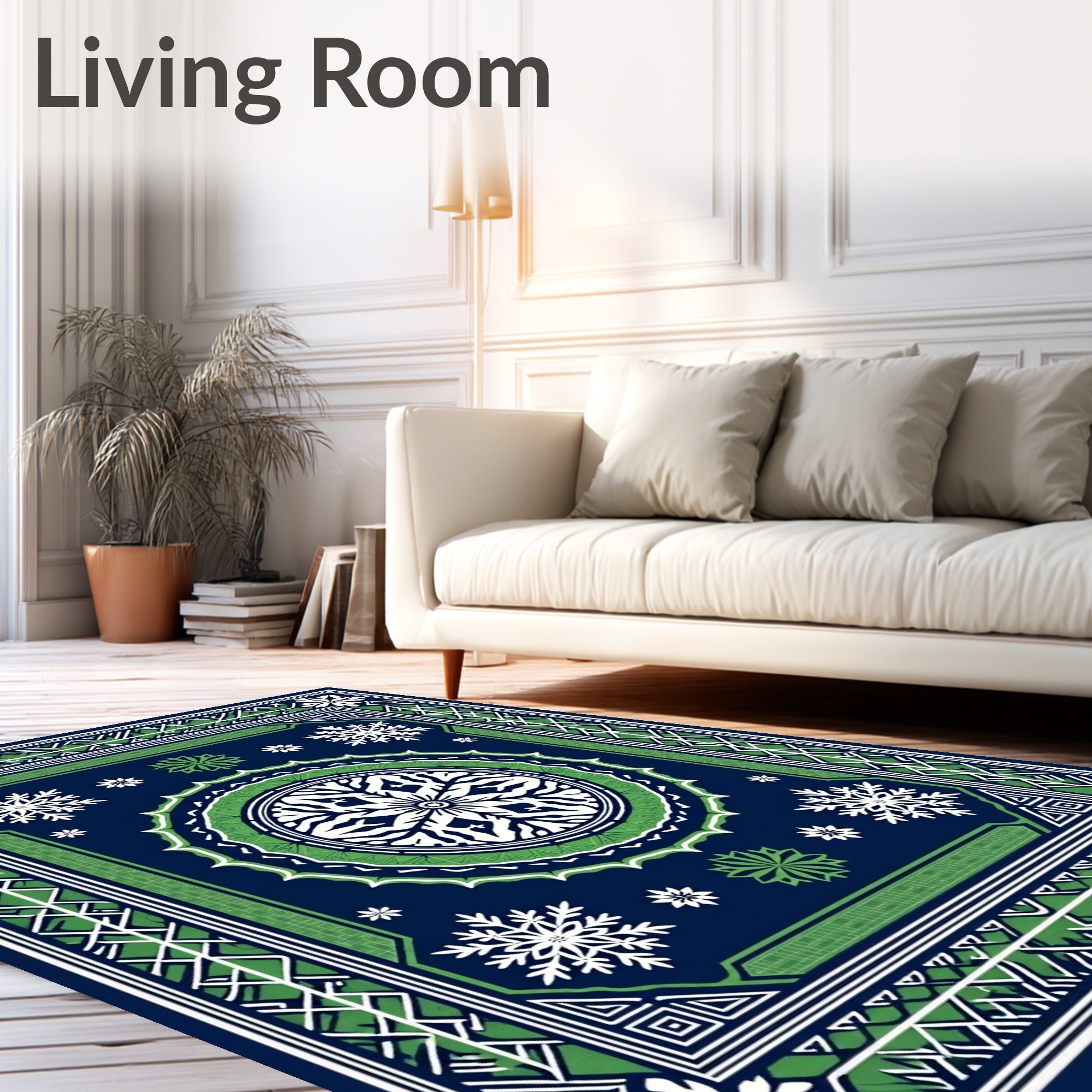 Snowflake Mandala Geometric Design Rug