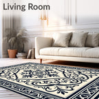 Classic Floral Swirls Border Design Rug
