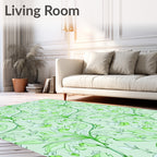 Elegant Green Floral Swirls And Leaves Rug