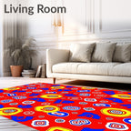 Abstract Bold Shapes Red Background Rug