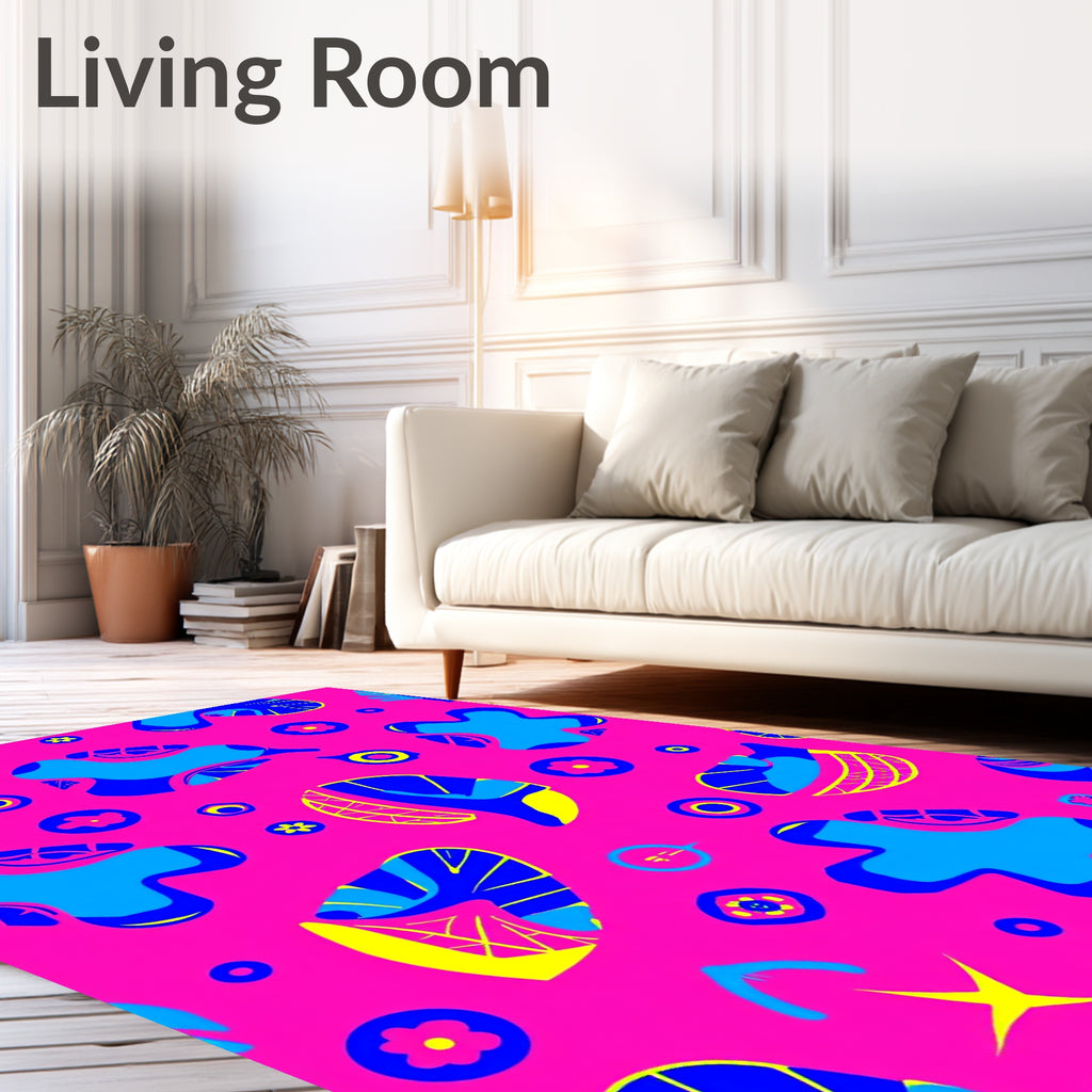 Vibrant abstract shapes and floral motif Rug