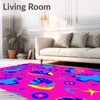 Vibrant abstract shapes and floral motif Rug