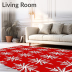 Red White Snowflake Pattern Rug