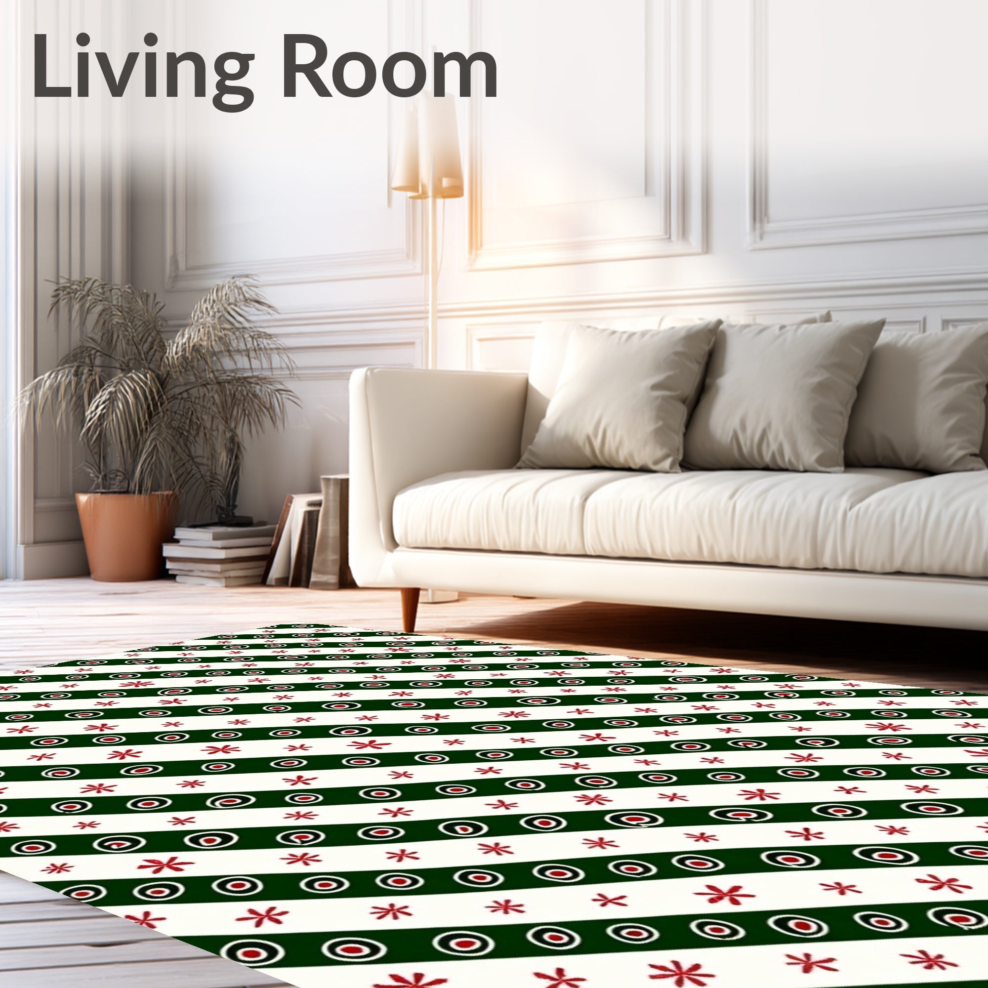 Diagonal Stars Circles Pattern Rug