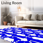 Bold Blue Abstract Geometric Pattern Rug