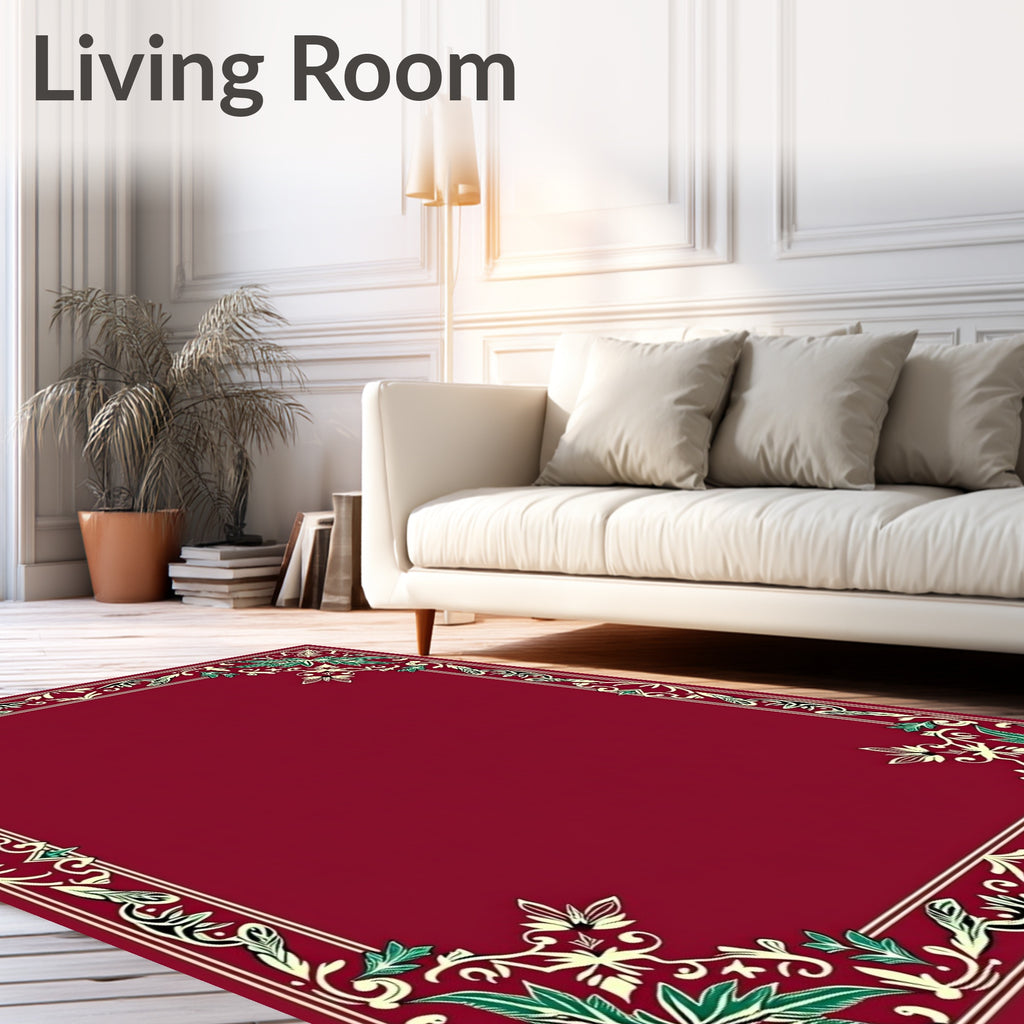 Ornate Leaf Vine Border Design Rug