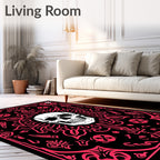 Gothic Skull With Pink Floral Accents Rug