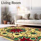 Radiant Floral Scrollwork Decorative Rug