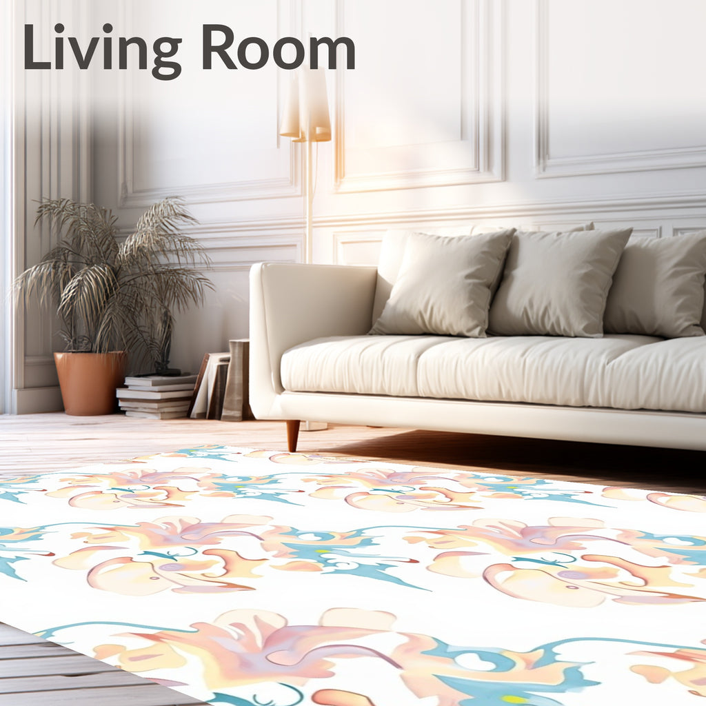 Abstract Floral Pattern Pastel Hues Rug