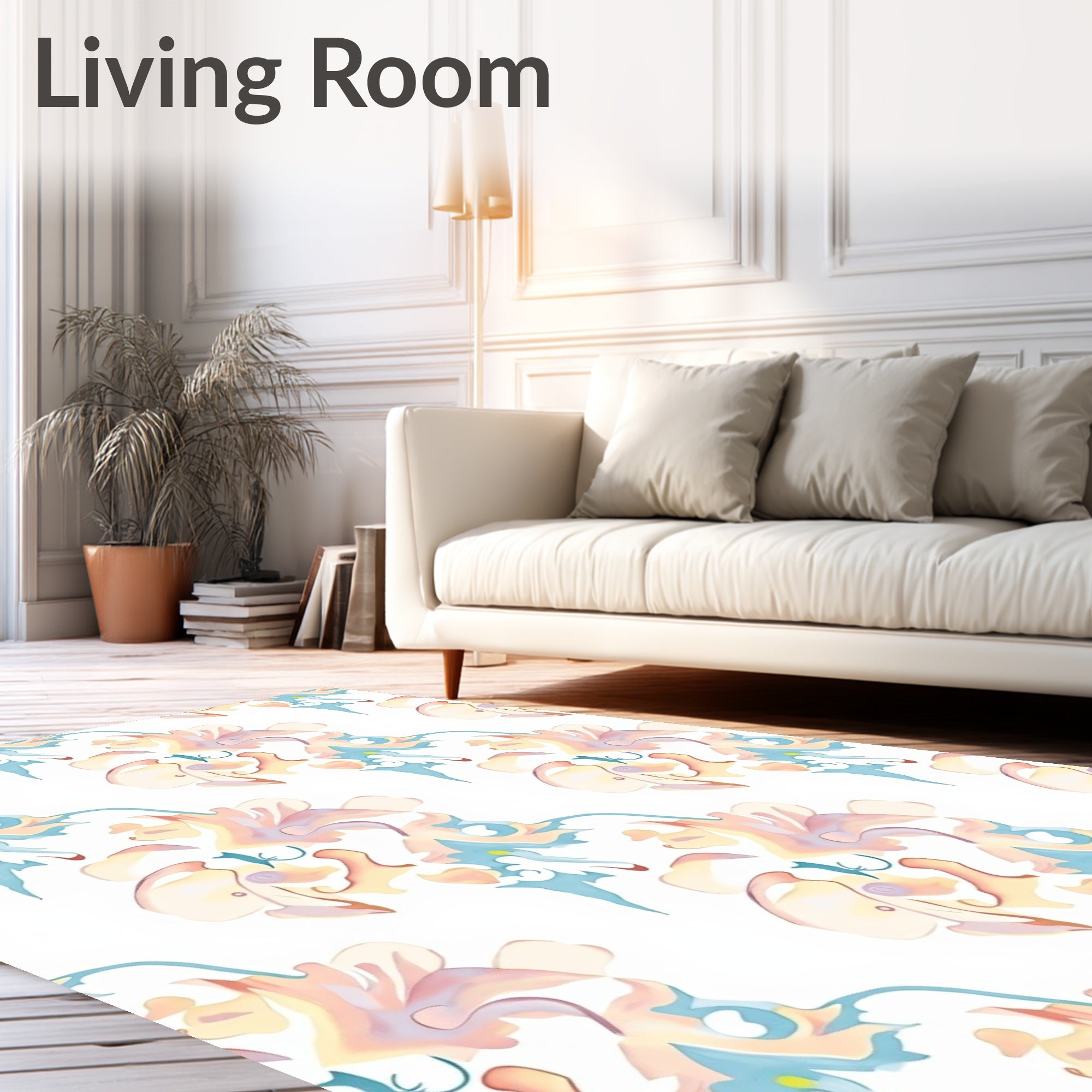 Abstract Floral Pattern Pastel Hues Rug