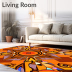 Warm Orange Abstract Geometric Design Rug