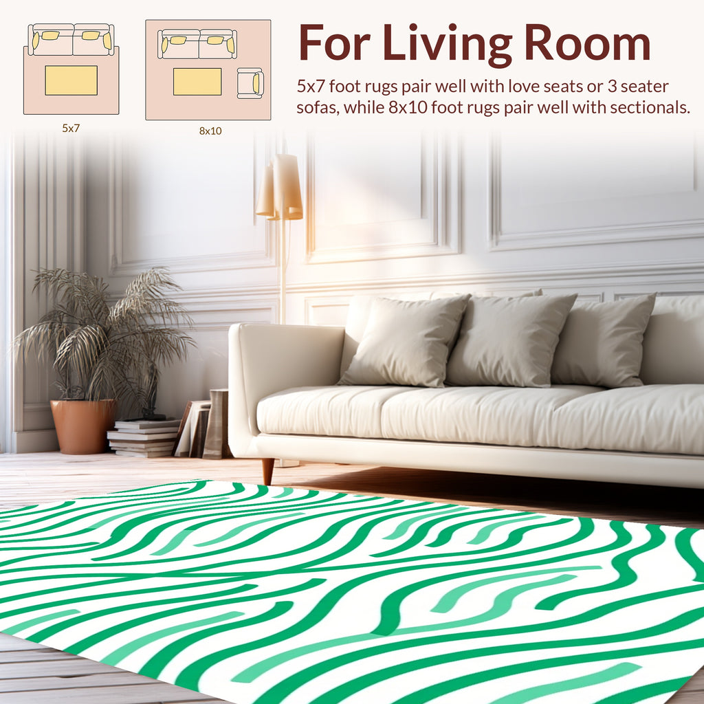 Verdant Wavy Intersecting Lines Rug