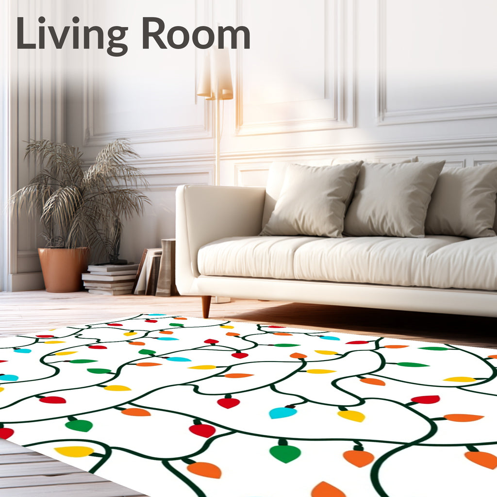 Festive Colorful String Lights Garland Rug
