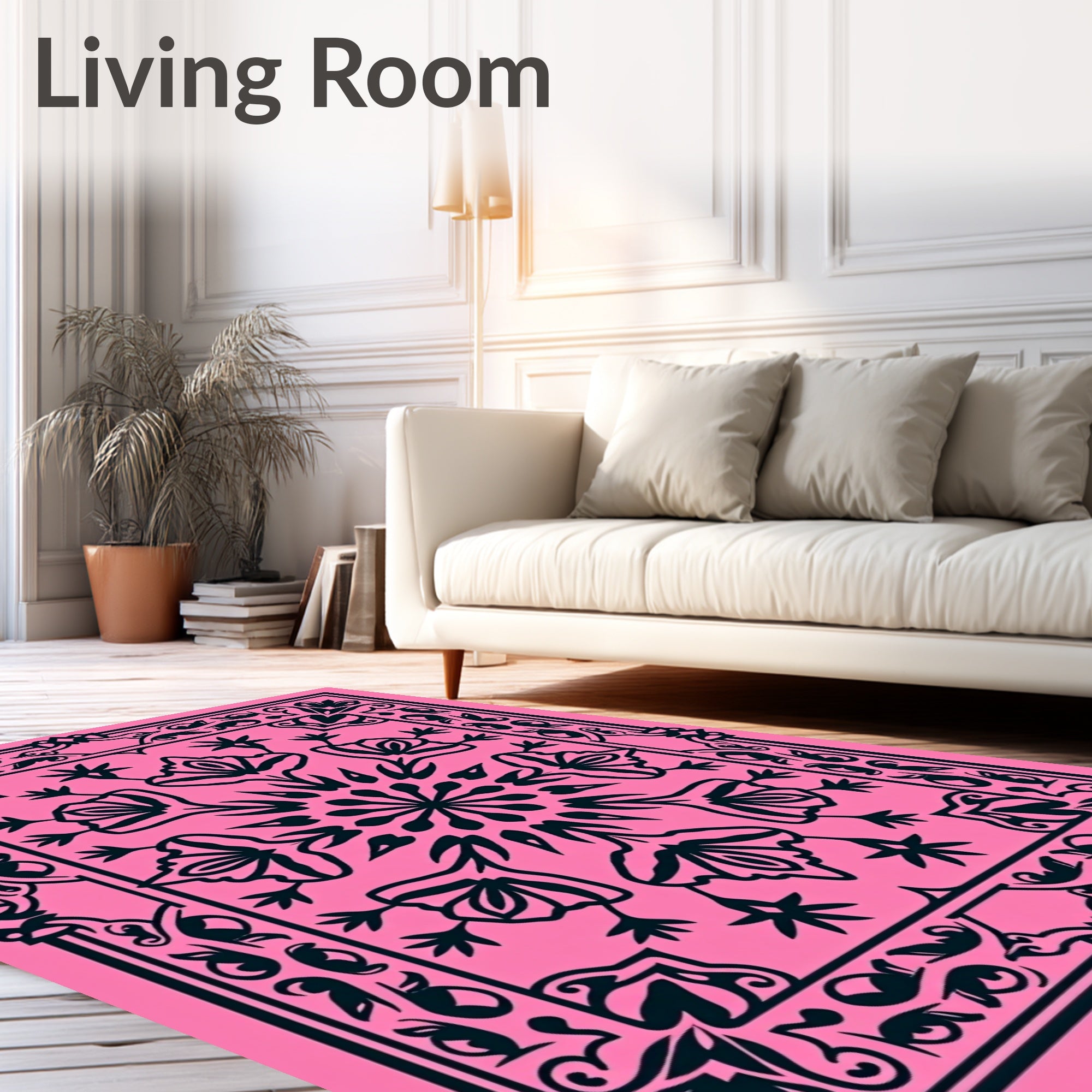 Delicate Floral Symmetry Patterned Rug