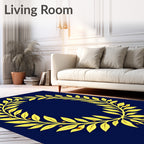 Golden Laurel Wreath Floral Rug