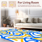 Abstract Curvy Blue Yellow Lines Rug