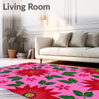 Red Floral Garden Pattern Rug