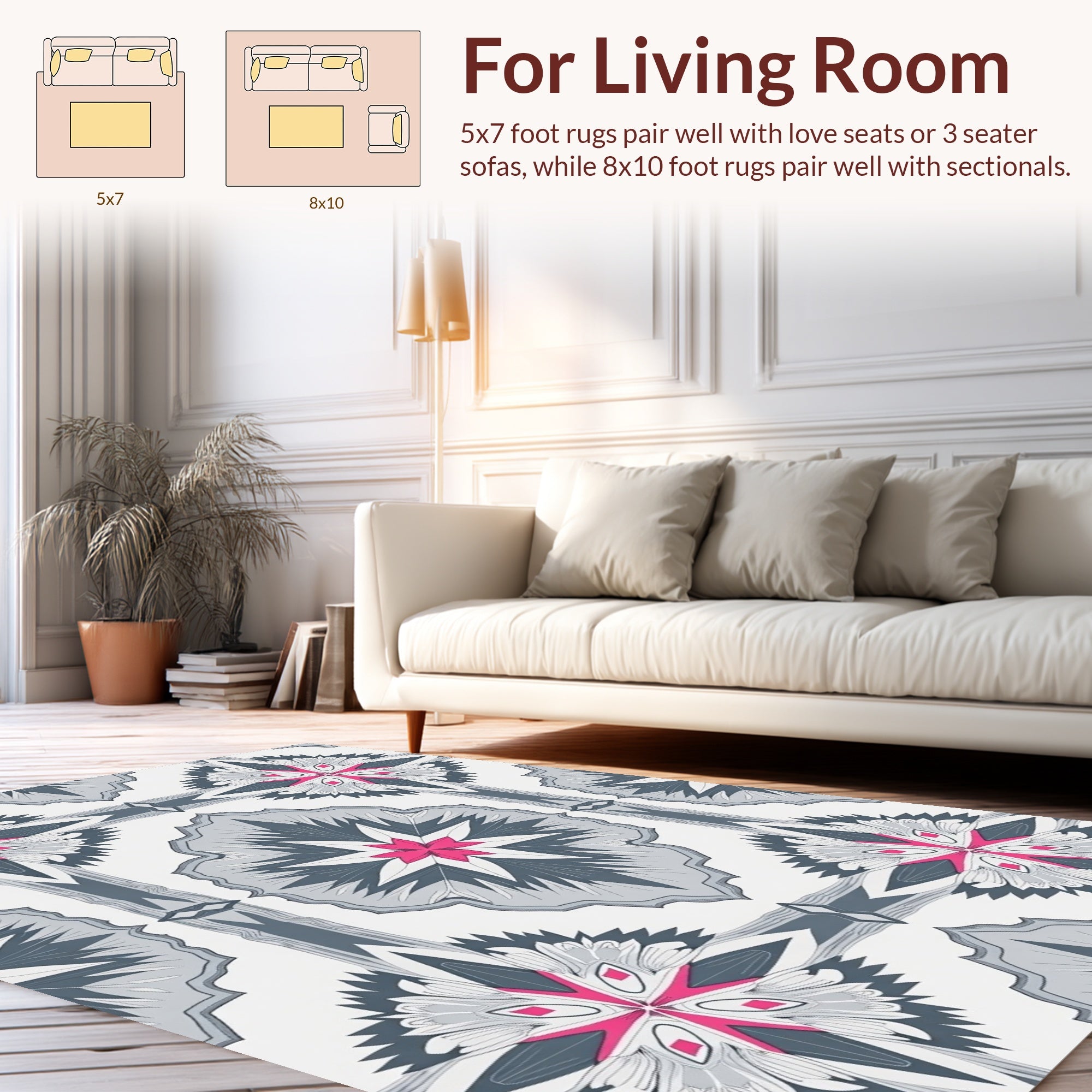 Modern Floral Geometric Pattern Rug