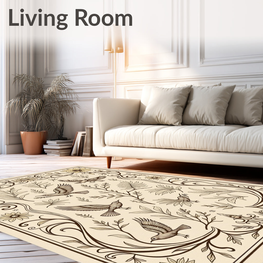Birds and Blossoms Vintage-Inspired Pattern Rug