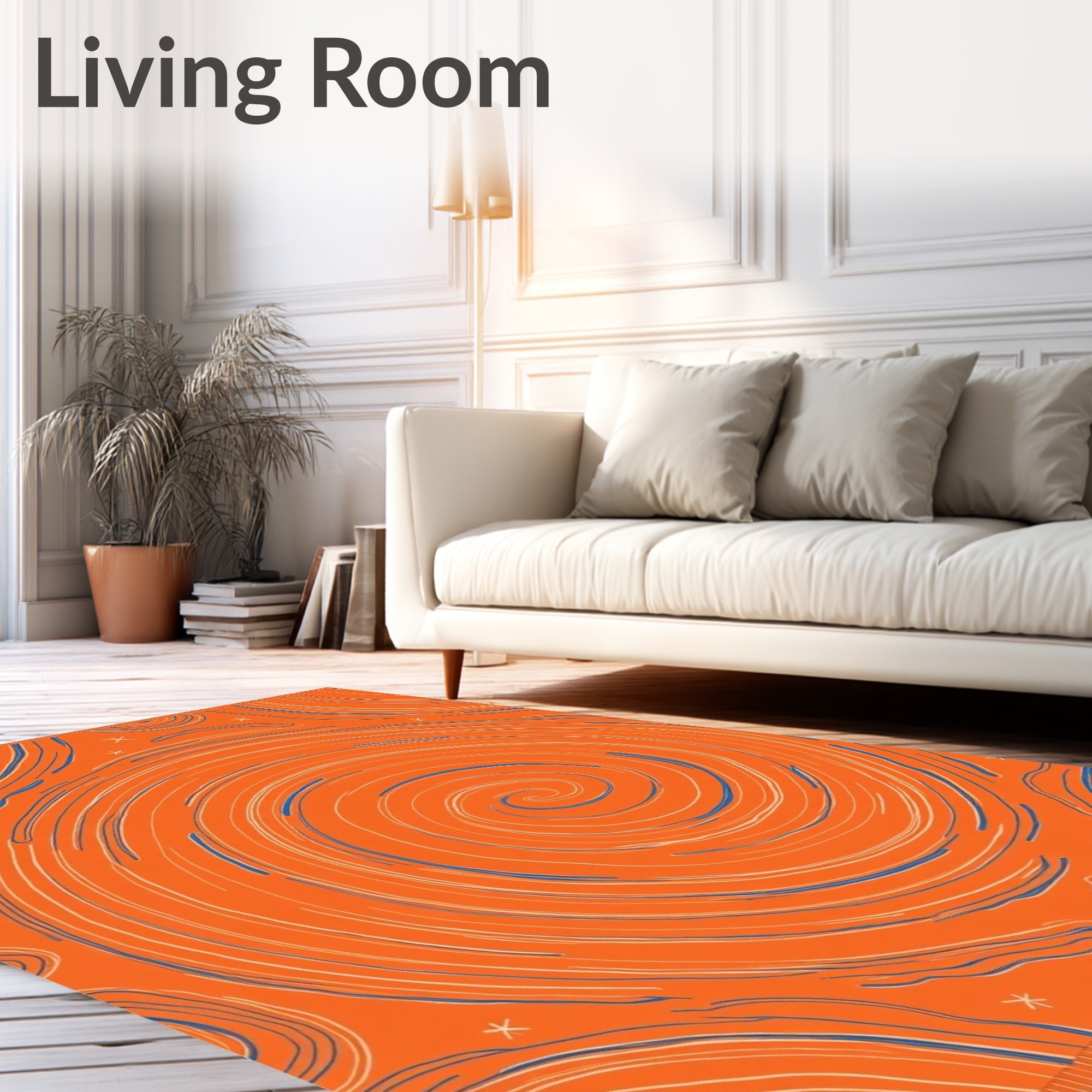 Orange Swirl Abstract Pattern Rug