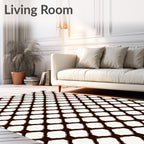 Dark Abstract Geometric Interlocking Pattern Rug