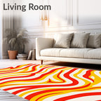 Bold Red Yellow Wavy Stripe Rug